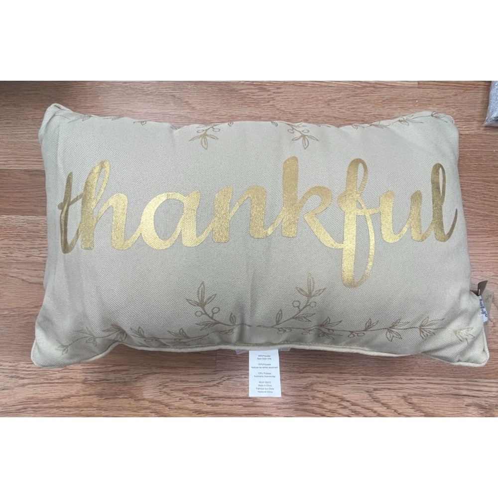 Thro by Marlo Lorenz Throw Pillow "Thankful" Thanksgiving Lumbar Kirkland NEW